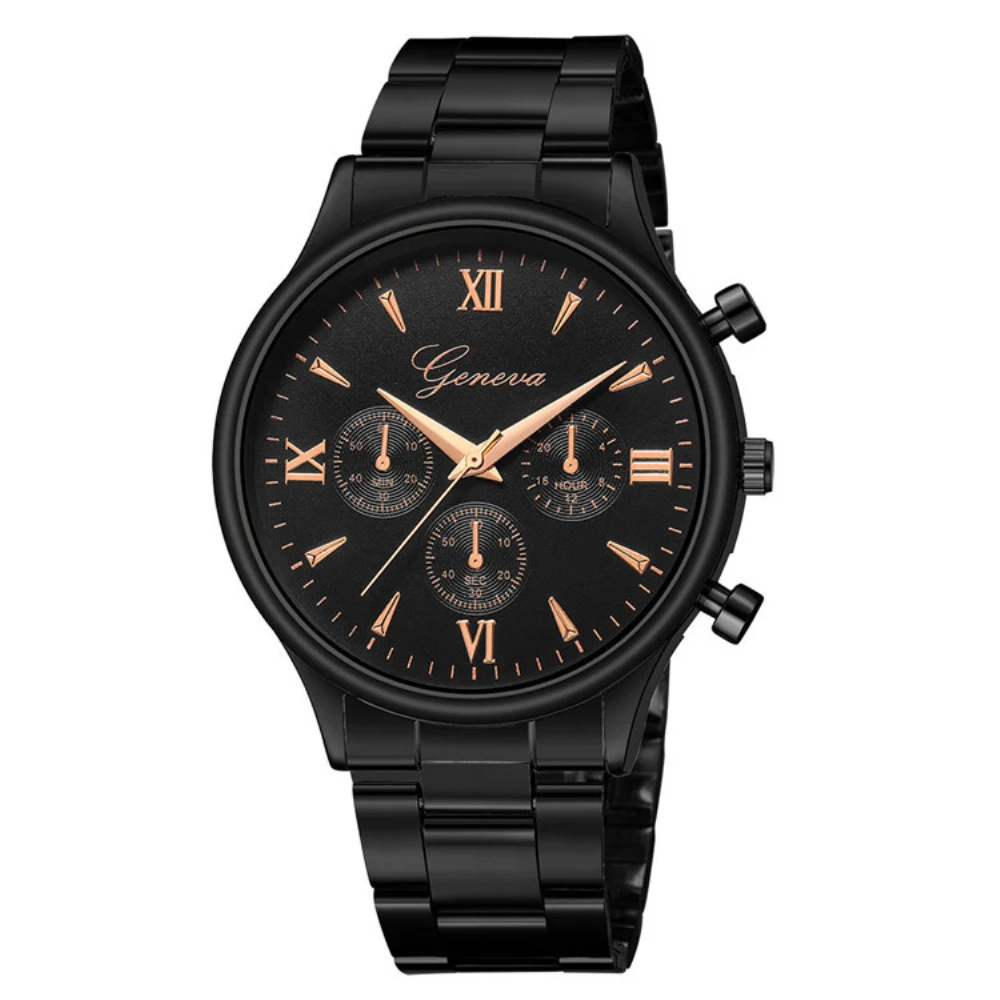 Genebra Luxo de Quartzo Homens do Relógio Marca de Topo Impermeável relógio de Pulso de Moda Rose Black Relógio Pulseira de montre homme masculino relógio Imagem 5