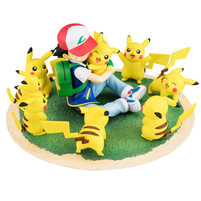Genuíno Pokemon Pikachu Monstro De Bolso Pokémon Periféricos Satoshi Pikachu Sentado Cena A Figura Do Modelo De Cartas De Pokemon Brinquedos Imagem 4