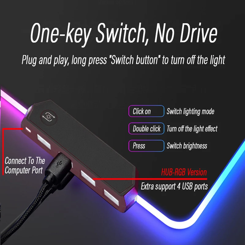 Grande RGB Lua de Sangue Mouse Pad Caçador USB de 4 portas tapete de rato Gaming LED Jogo pelo sangue de HUB Tapete Personalizado Secretária Tapete com Backlit Imagem 5