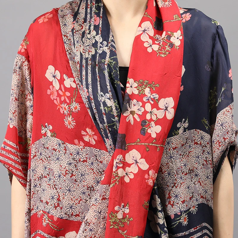 Harajuku imprimir as mulheres se vestem de personalidade gola vestidos longos soltos plus size de seda + algodão longo funda vestido vintage elegante manto Imagem 5