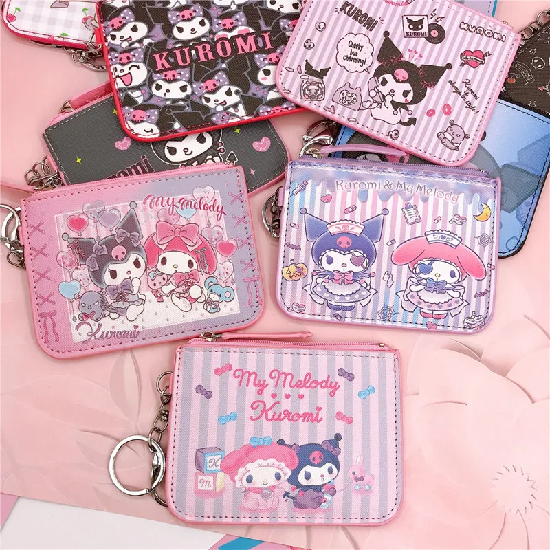 Hello Kitty Kawaii Moeda Bolsas Sanrio Titulares de Cartão de Chaveiros Melodia Crianças bolsas e Bolsas Kuromi Atacadista de Bolsas Mini Bolsa Imagem 2