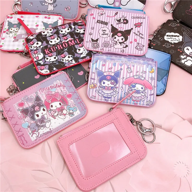 Hello Kitty Kawaii Moeda Bolsas Sanrio Titulares de Cartão de Chaveiros Melodia Crianças bolsas e Bolsas Kuromi Atacadista de Bolsas Mini Bolsa Imagem 3