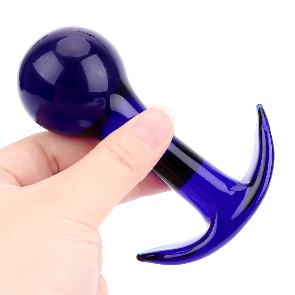 IKOKY Pyrex de Cristal de Vidro Azul Bunda Estimulação de Produtos do Sexo Massageador de Próstata Brinquedos Sexuais para Mulheres, Homens Plug Anal Plug anal Imagem 4