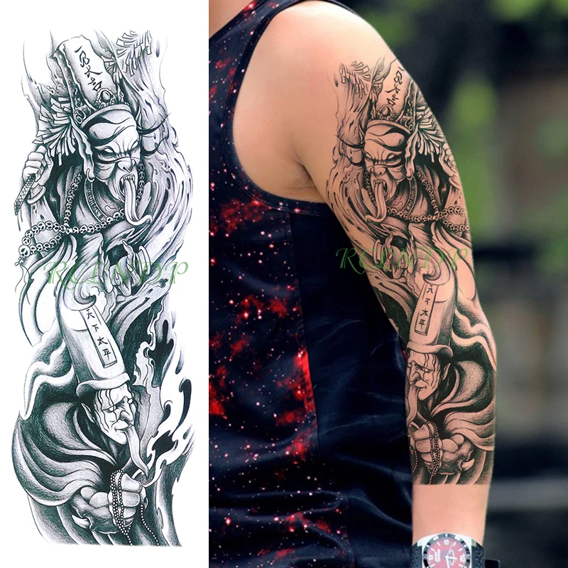Impermeável da Etiqueta Temporária Tatuagem Preto e branco impermanência Chinês mito de caracteres braço falso tatto flash tatuagem para homens mulheres Imagem 1