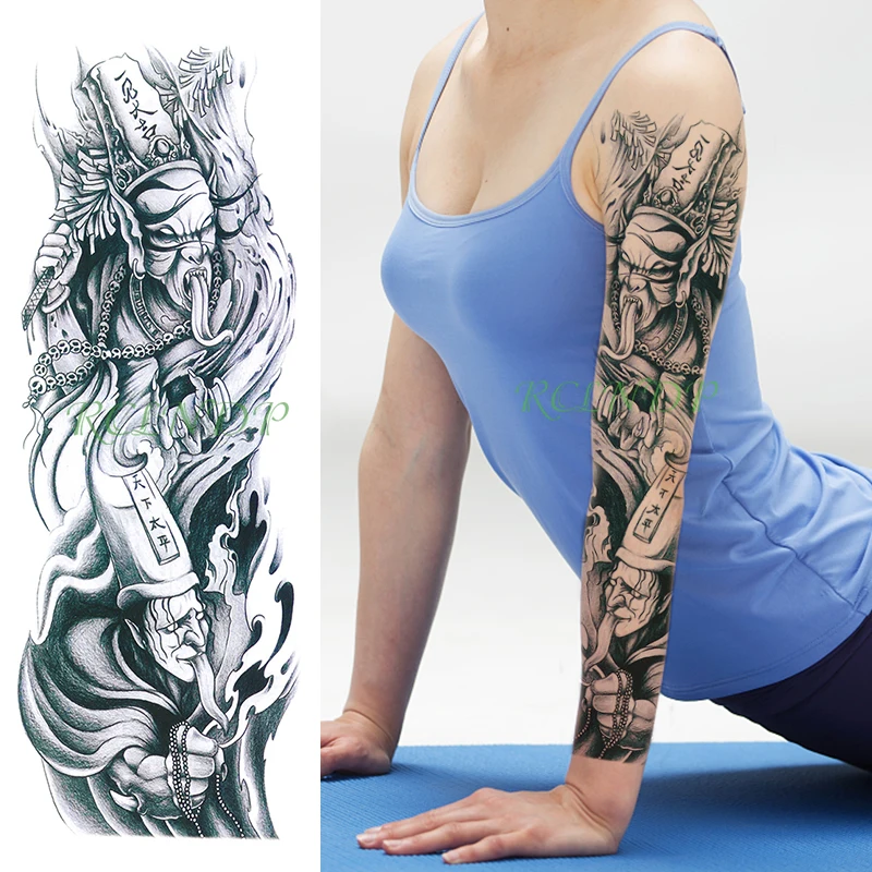 Impermeável da Etiqueta Temporária Tatuagem Preto e branco impermanência Chinês mito de caracteres braço falso tatto flash tatuagem para homens mulheres Imagem 2