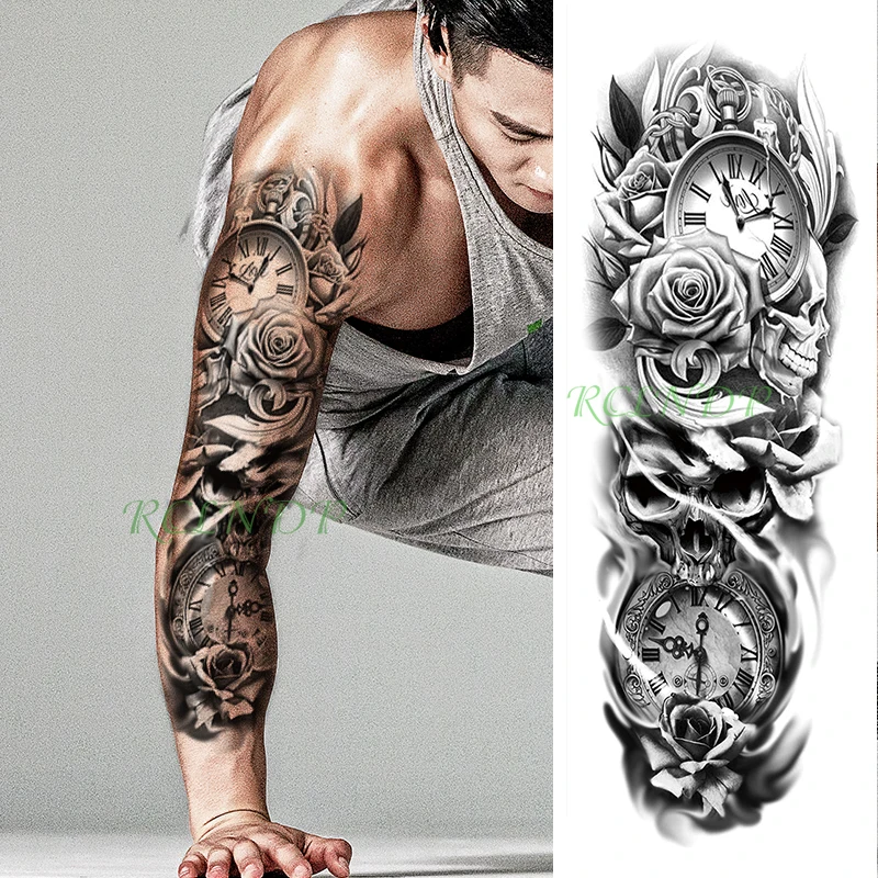 Impermeável da Etiqueta Temporária Tatuagem Preto e branco impermanência Chinês mito de caracteres braço falso tatto flash tatuagem para homens mulheres Imagem 5