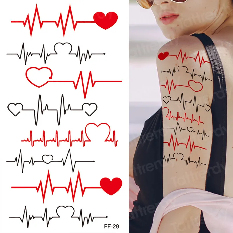 Impermeável da Etiqueta Temporária Tatuagem árabe Carta de Amor do Coração de Padrão de Personalidade Falsa Tatoo Flash Tatto para a Menina Mulheres Homens festa Imagem 2
