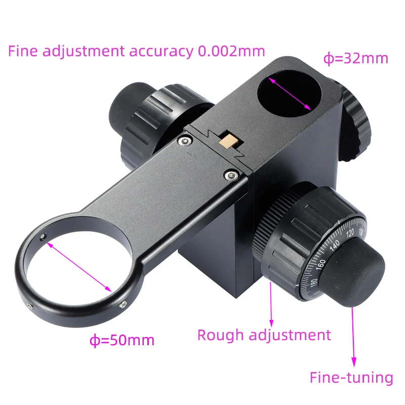 Industrial Microscópio Lente da Câmera Stand Precisão do Ajuste Grosseiro e Fino Titular de Elevação e Concentrando-Suporte de 50mm 76mm Imagem 2