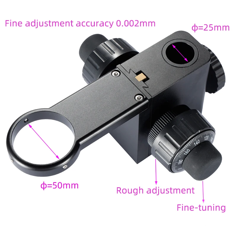 Industrial Microscópio Lente da Câmera Stand Precisão do Ajuste Grosseiro e Fino Titular de Elevação e Concentrando-Suporte de 50mm 76mm Imagem 3