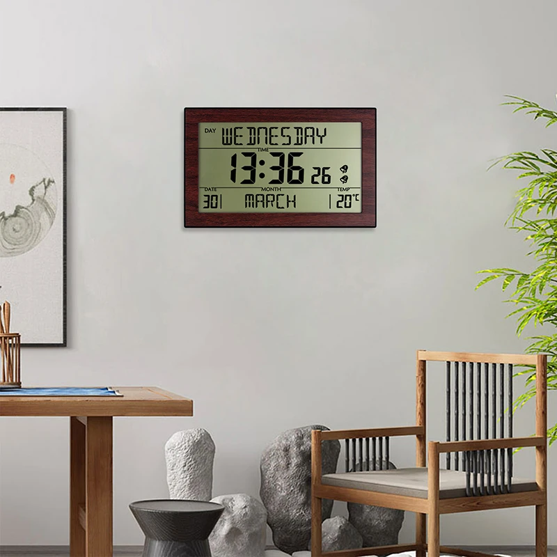 JIMEI H181F Grande exposição do LCD Relógio Digital Com Termômetro relógio de Parede dupla definição de alarme Imagem 5