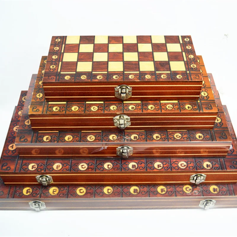 Jogo de xadrez Super Magnético de Madeira de Xadrez Backgammon Checkers 3 em 1 Antigo Xadrez Viajar jogo de Xadrez de Madeira, Peça de Xadrez Tabuleiro de xadrez Imagem 3