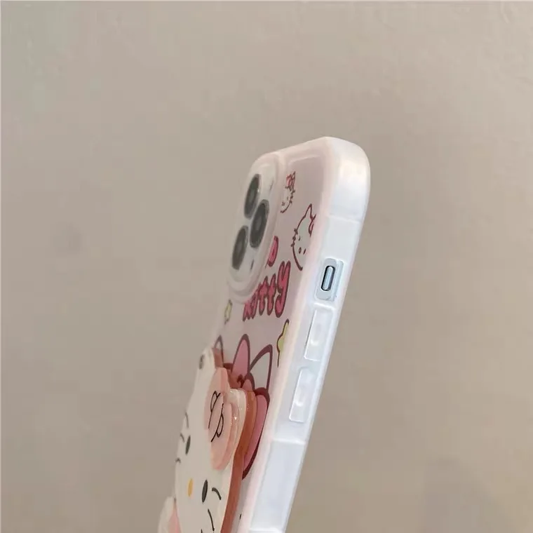 Kawaii de Hello Kitty dos desenhos animados do Espelho Casos de Telefone Para o iPhone 13 12 11 Pro Max XR XS MÁXIMO de 8 X 7 SE de 2020 Y2k Menina à prova de Choque Soft Shell Imagem 4