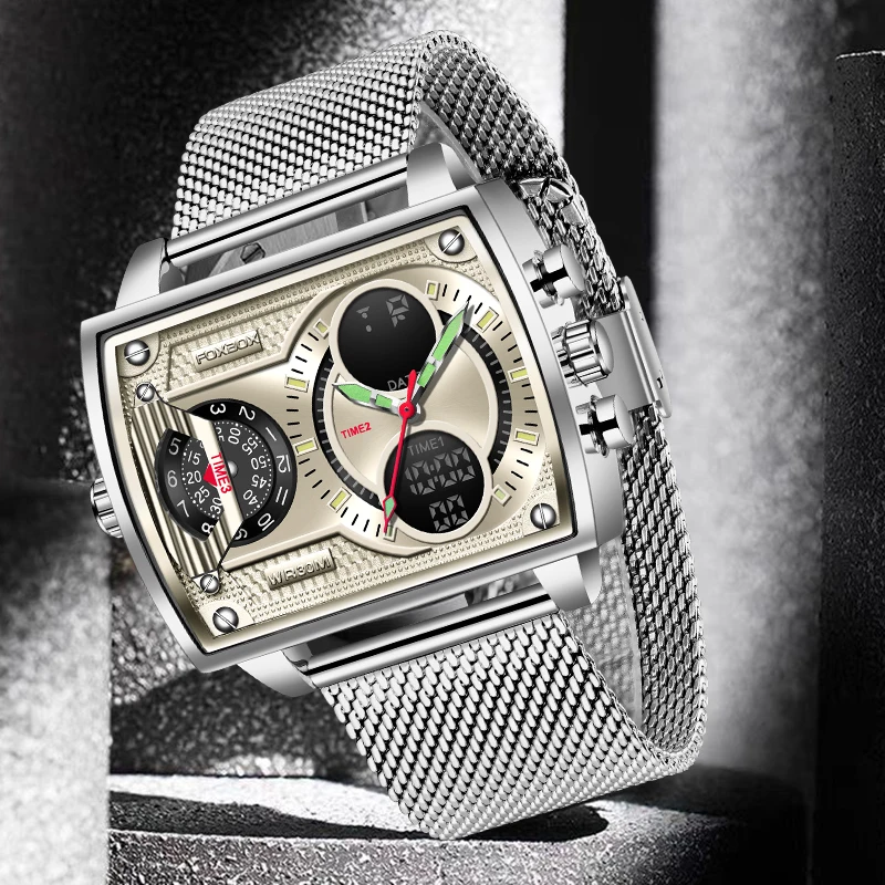 LIGE Relógio Masculino Homens Relógios de Luxo de marcas Famosas Impermeável de Moda masculina de Duplo Visor do Relógio Militar de Quartzo de Pulso Imagem 3