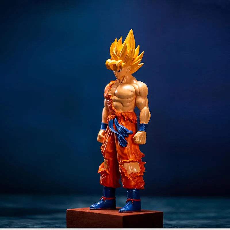 Limitado Escultura Em Madeira Coleção Ornamento Buxo Escultura Lidar Com Acessórios De Casa De Dragon Ball Anime Super Saiyajin Son Goku Figura Imagem 2