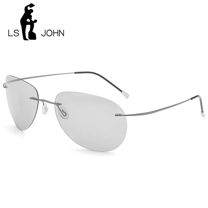 LS JOÃO Fotossensíveis Óculos de sol Polarizados Homens de Alta Qualidade Anti-reflexo sem aro Piloto de óculos de Sol Para Mulheres Oculos Feminino Imagem 1