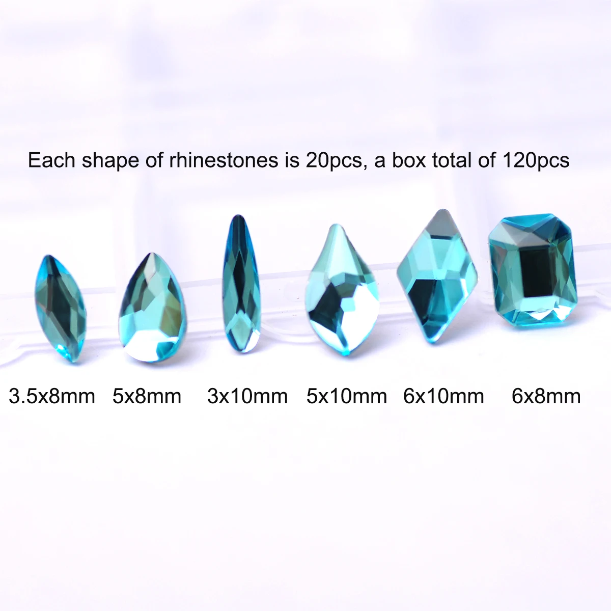 Luar 6 Grelhas De Pedra De Strass De Cristal Flatback Encantos De Luxo, A Arte Do Prego Gemas Misturadas Tamanhos De Strass Diamante Unhas Parte Acessórios Imagem 1