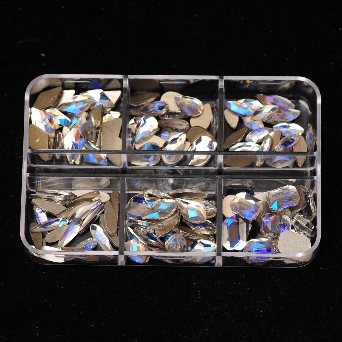 Luar 6 Grelhas De Pedra De Strass De Cristal Flatback Encantos De Luxo, A Arte Do Prego Gemas Misturadas Tamanhos De Strass Diamante Unhas Parte Acessórios Imagem 3