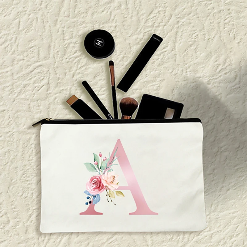 Moda Letra Imprimir Mulheres Sacos Cosméticos Maquiagem Casos De Viagem, Organizador De Lavar Produtos De Higiene Pessoal De Bolsa De Embreagem De Senhoras Aluno Lápis Saco Imagem 1