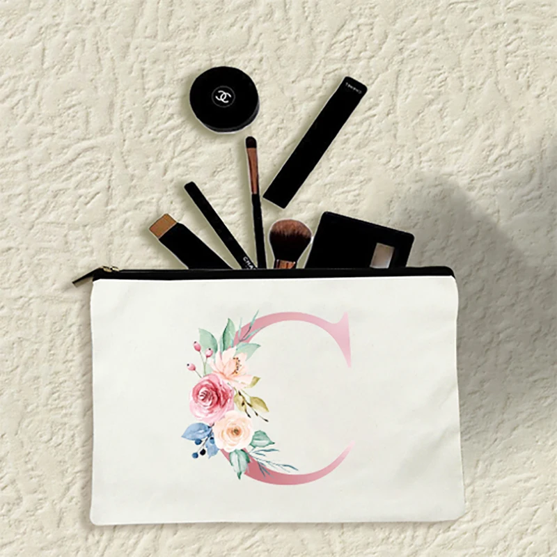 Moda Letra Imprimir Mulheres Sacos Cosméticos Maquiagem Casos De Viagem, Organizador De Lavar Produtos De Higiene Pessoal De Bolsa De Embreagem De Senhoras Aluno Lápis Saco Imagem 2
