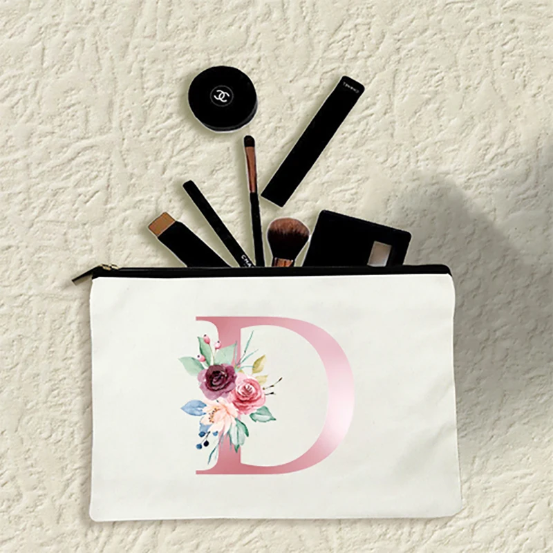 Moda Letra Imprimir Mulheres Sacos Cosméticos Maquiagem Casos De Viagem, Organizador De Lavar Produtos De Higiene Pessoal De Bolsa De Embreagem De Senhoras Aluno Lápis Saco Imagem 3