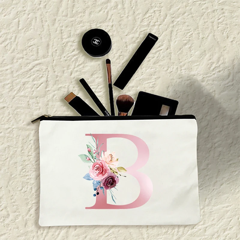 Moda Letra Imprimir Mulheres Sacos Cosméticos Maquiagem Casos De Viagem, Organizador De Lavar Produtos De Higiene Pessoal De Bolsa De Embreagem De Senhoras Aluno Lápis Saco Imagem 4
