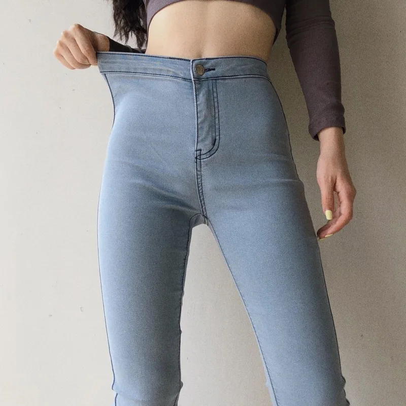 Mulher Trecho Calças Jeans Primavera e o Outono de Alta elasticidade Sexy Casual Slim Fit Jeans Push-up Calças Jeans Plus Size Imagem 2