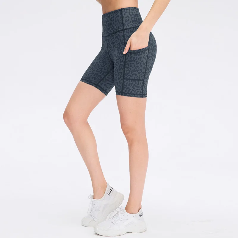 Mulheres Impresso Yoga Shorts com Bolsos de Pele-friendly Apertado Elástico, de secagem Rápida e de Esportes de Fitness Shorts Yu02413 Imagem 2