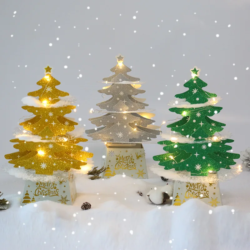 Natal DIY LED 3D da Árvore de área de Trabalho Enfeite de Natal Agulhas de Pinheiro Árvore de Natal Decoração para a Casa Navidad Noel Presentes de Ano Novo 2023 Imagem 1