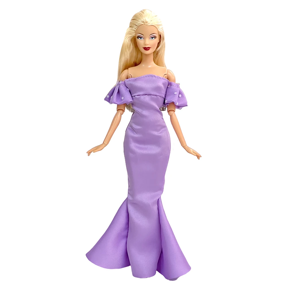 NK Oficial 1 Pcs Roxo Vestido Para a Boneca Barbie Princesa Vestido de Noiva Puff Manga Saia Para 1/6 Boneca Brinquedos Acessórios Imagem 2