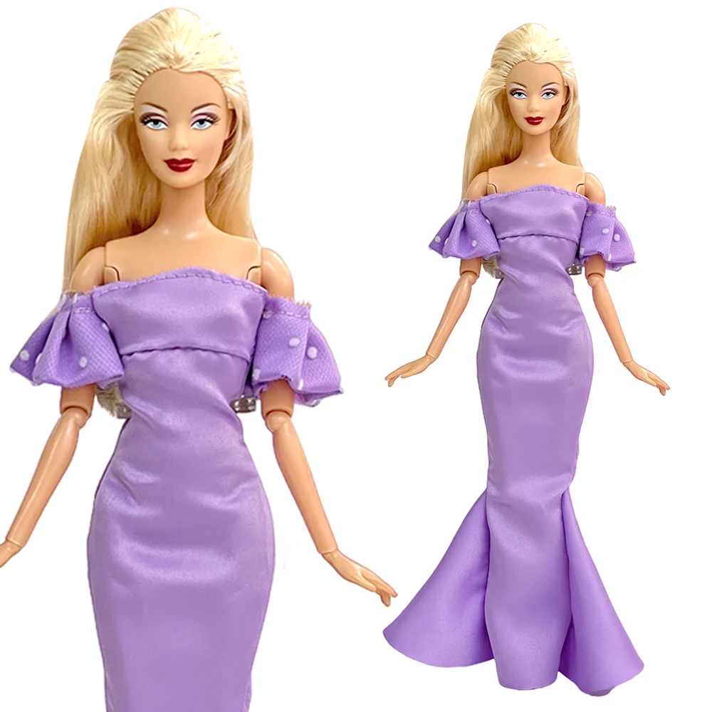 NK Oficial 1 Pcs Roxo Vestido Para a Boneca Barbie Princesa Vestido de Noiva Puff Manga Saia Para 1/6 Boneca Brinquedos Acessórios Imagem 3