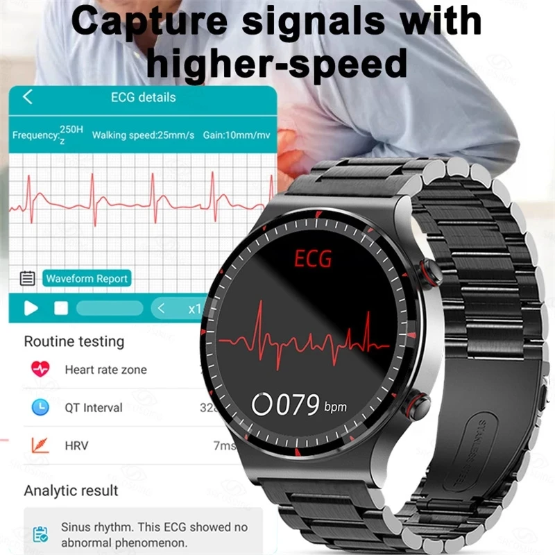 NOVA Classe Médica de Monitoramento de Saúde PPG + ECG Homens Mulheres Inteligentes Assistir o Coração dos Homens a Taxa de Oxigênio no Sangue Monitor de Fitness Esporte Smartwatch Imagem 1