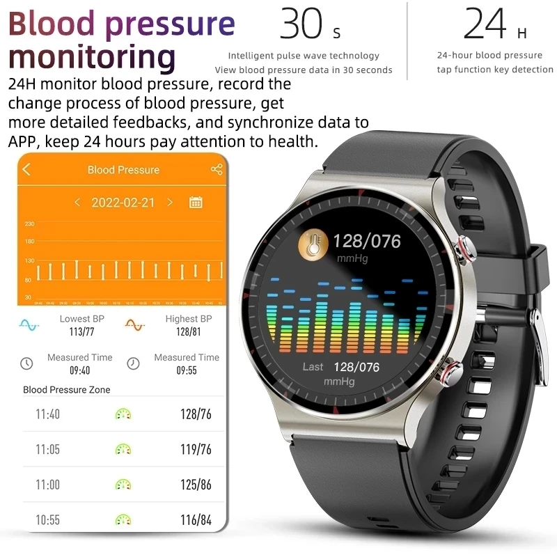 NOVA Classe Médica de Monitoramento de Saúde PPG + ECG Homens Mulheres Inteligentes Assistir o Coração dos Homens a Taxa de Oxigênio no Sangue Monitor de Fitness Esporte Smartwatch Imagem 3