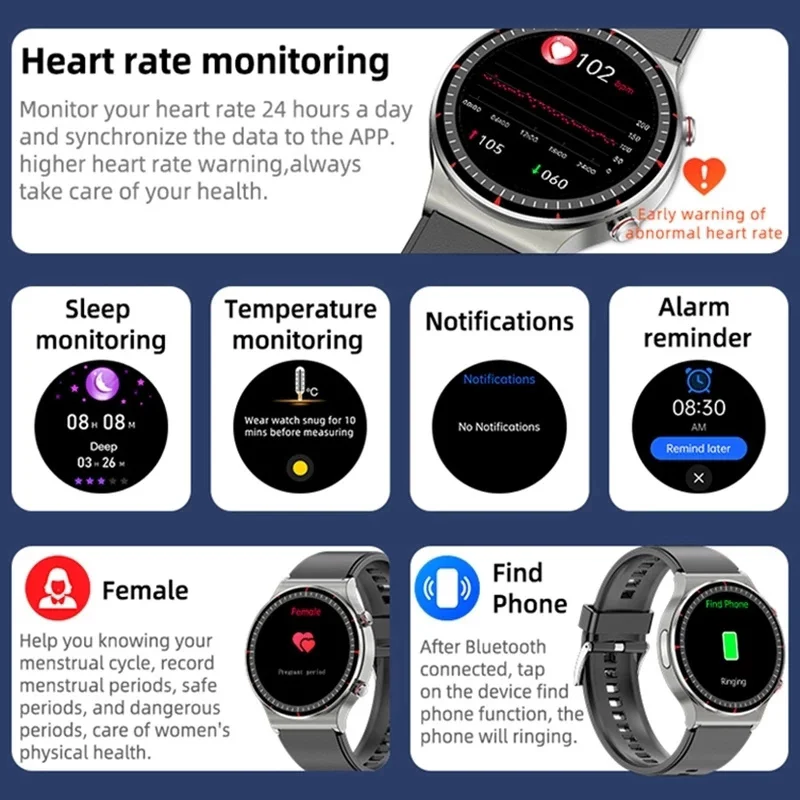 NOVA Classe Médica de Monitoramento de Saúde PPG + ECG Homens Mulheres Inteligentes Assistir o Coração dos Homens a Taxa de Oxigênio no Sangue Monitor de Fitness Esporte Smartwatch Imagem 4