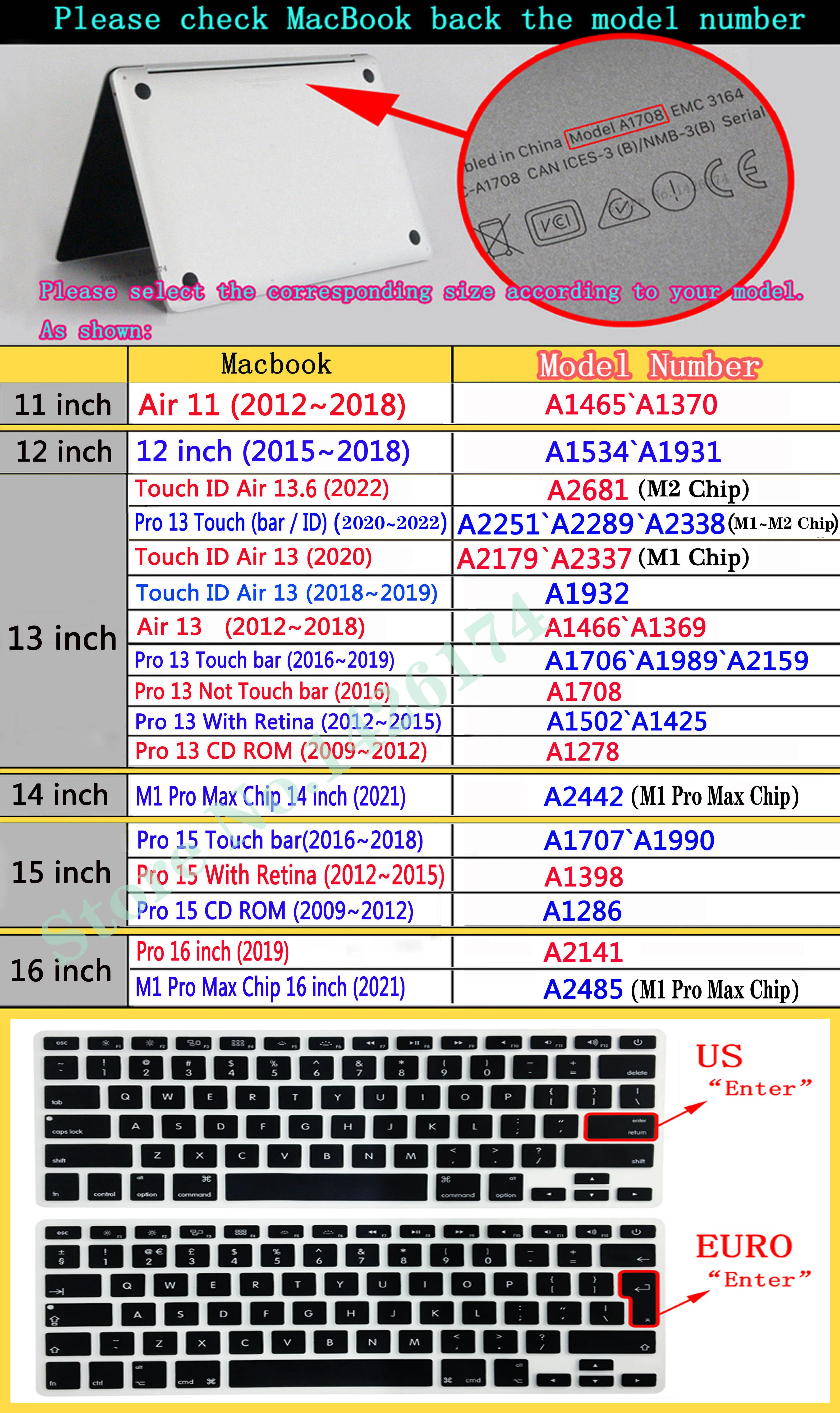 Novo Caso de Laptop MacBook 2022 2021 2020 M1 M2 Ar Pro 13 14 16 13.6 polegadas de Caso Para o macBook Pro de 15 De 13,3 12 Polegadas Touch IDENTIFICAÇÃO de Barra de Imagem 5