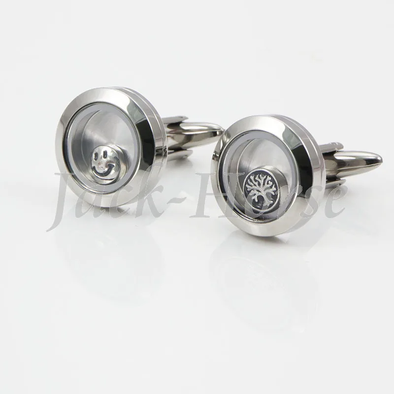 O mais popular Impermeável botão de punho de aço inoxidável 316l flutuante medalhão cufflink Imagem 1