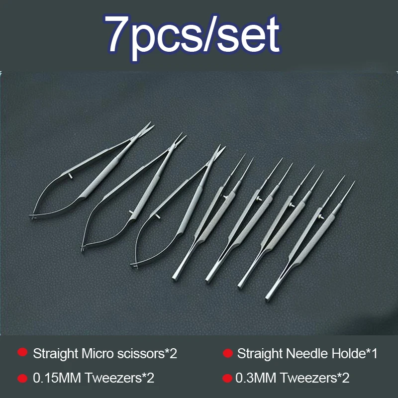 oftálmica ser instrumentos de 12,5 cm tesoura+detentores de Agulha +pinças de aço inoxidável cirúrgico ferramenta Imagem 1