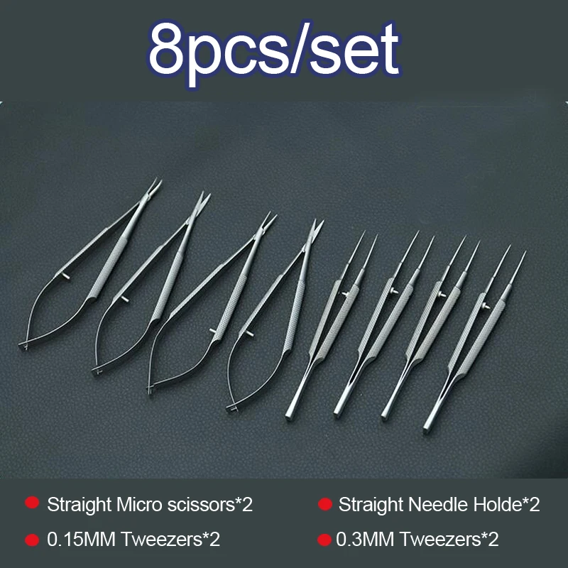 oftálmica ser instrumentos de 12,5 cm tesoura+detentores de Agulha +pinças de aço inoxidável cirúrgico ferramenta Imagem 2