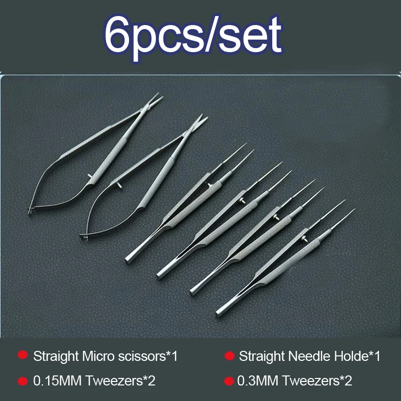 oftálmica ser instrumentos de 12,5 cm tesoura+detentores de Agulha +pinças de aço inoxidável cirúrgico ferramenta Imagem 3