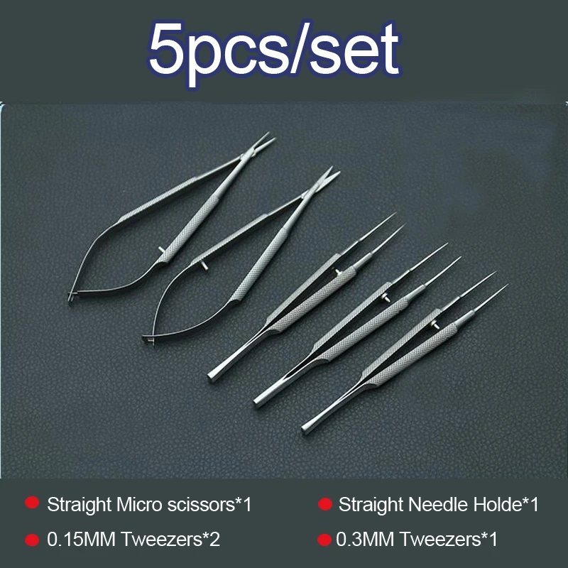 oftálmica ser instrumentos de 12,5 cm tesoura+detentores de Agulha +pinças de aço inoxidável cirúrgico ferramenta Imagem 4