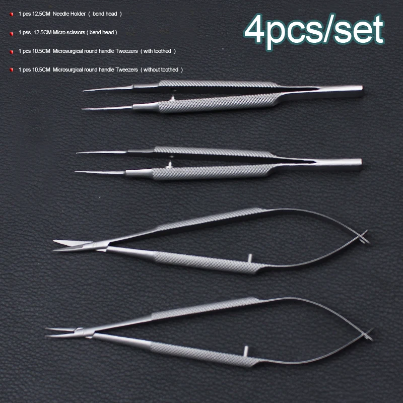 oftálmica ser instrumentos de 12,5 cm tesoura+detentores de Agulha +pinças de aço inoxidável cirúrgico ferramenta Imagem 5