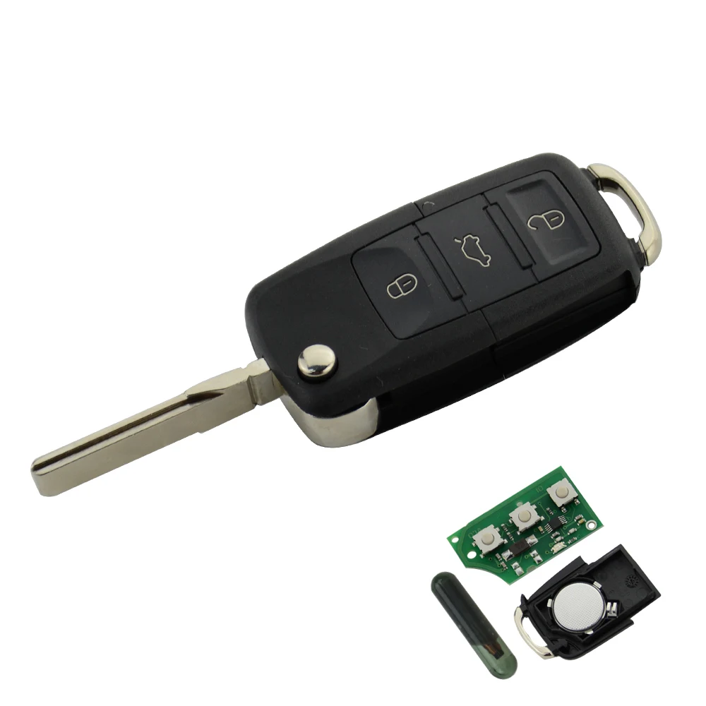 OkeyTech chave do Carro 3 Botões de 434 MHZ Flip Key Fob em Branco Lâmina ID48 fichas K17 Ajuste Para a VW, SKODA e SEAT 1J0 959 753 DA 1J0 959 753 AH Imagem 1