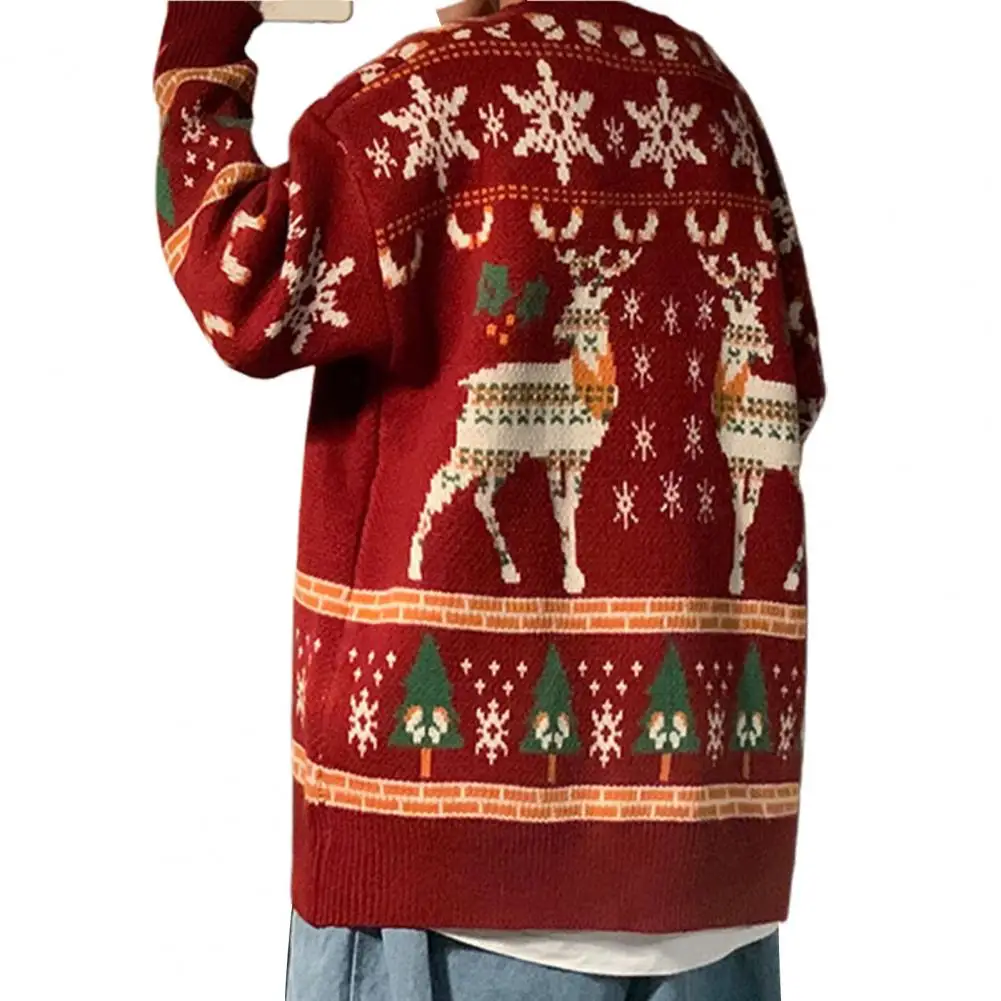 Os homens de Natal da Camisola de Malha Gola Redonda Impressão 3D Pulôver de Ano Novo Soltas Linda Camisola de Gola alta para o Outono Inverno свитер Imagem 4