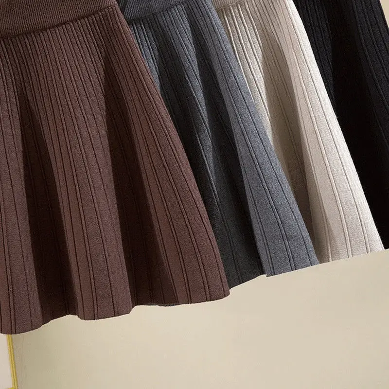 Outono inverno uma linha grossa camisola curta Saia Mulheres de boa qualidade, bonito brilhante mini saia de malha feminino elegante faldas mujer Imagem 4