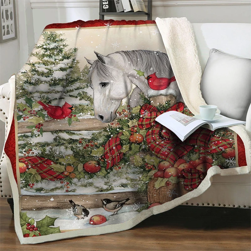 Papai Noel Cobertor Feliz Natal e Ano Novo Decoração Leve e Quente Luxuoso Macio Jogar Cobertores para Camas de Sofá Sofá Nap Tampa Imagem 4