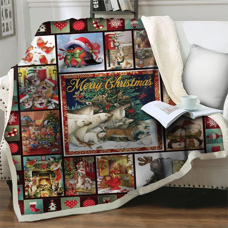 Papai Noel Cobertor Feliz Natal e Ano Novo Decoração Leve e Quente Luxuoso Macio Jogar Cobertores para Camas de Sofá Sofá Nap Tampa Imagem 5