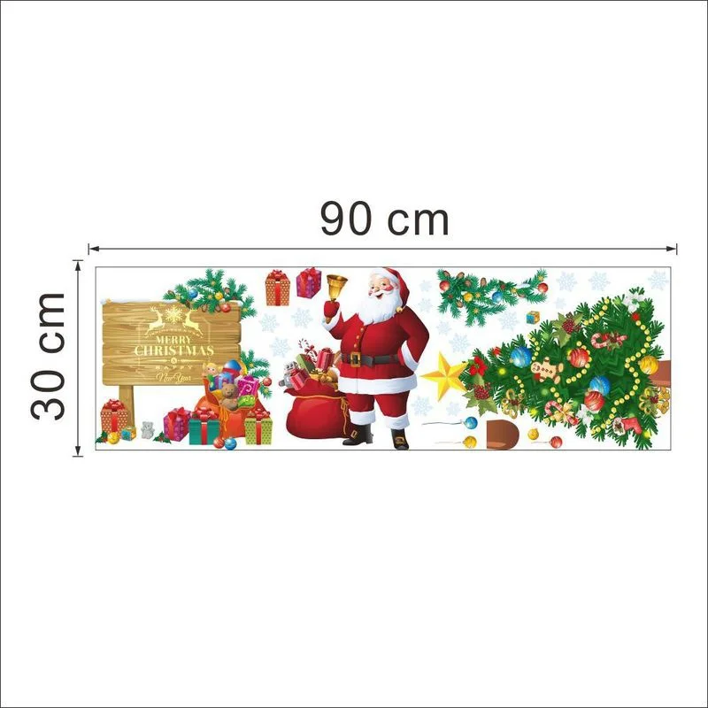 Papai Noel Árvore de Natal de Parede com Quarto Decorações de Natal Decalques Pode Remover Janela de Adesivos Imagem 3