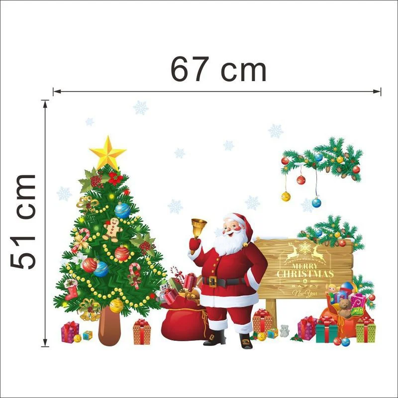 Papai Noel Árvore de Natal de Parede com Quarto Decorações de Natal Decalques Pode Remover Janela de Adesivos Imagem 4