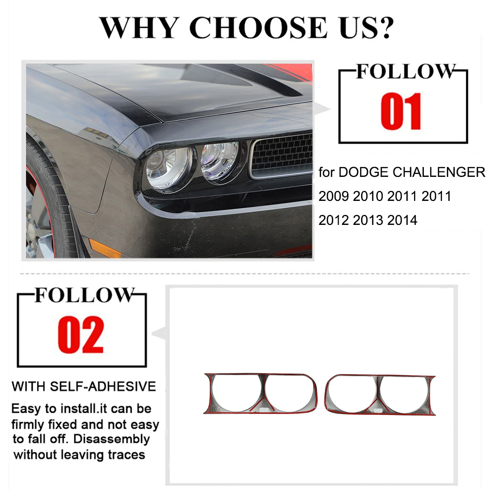 para Dodge Challenger 2009 2010 2011 2012 2013 2014 do Carro de Farol de Luz da Decoração da Tampa da Lâmpada Exterior Acessórios de Fibra de Carbono Imagem 1
