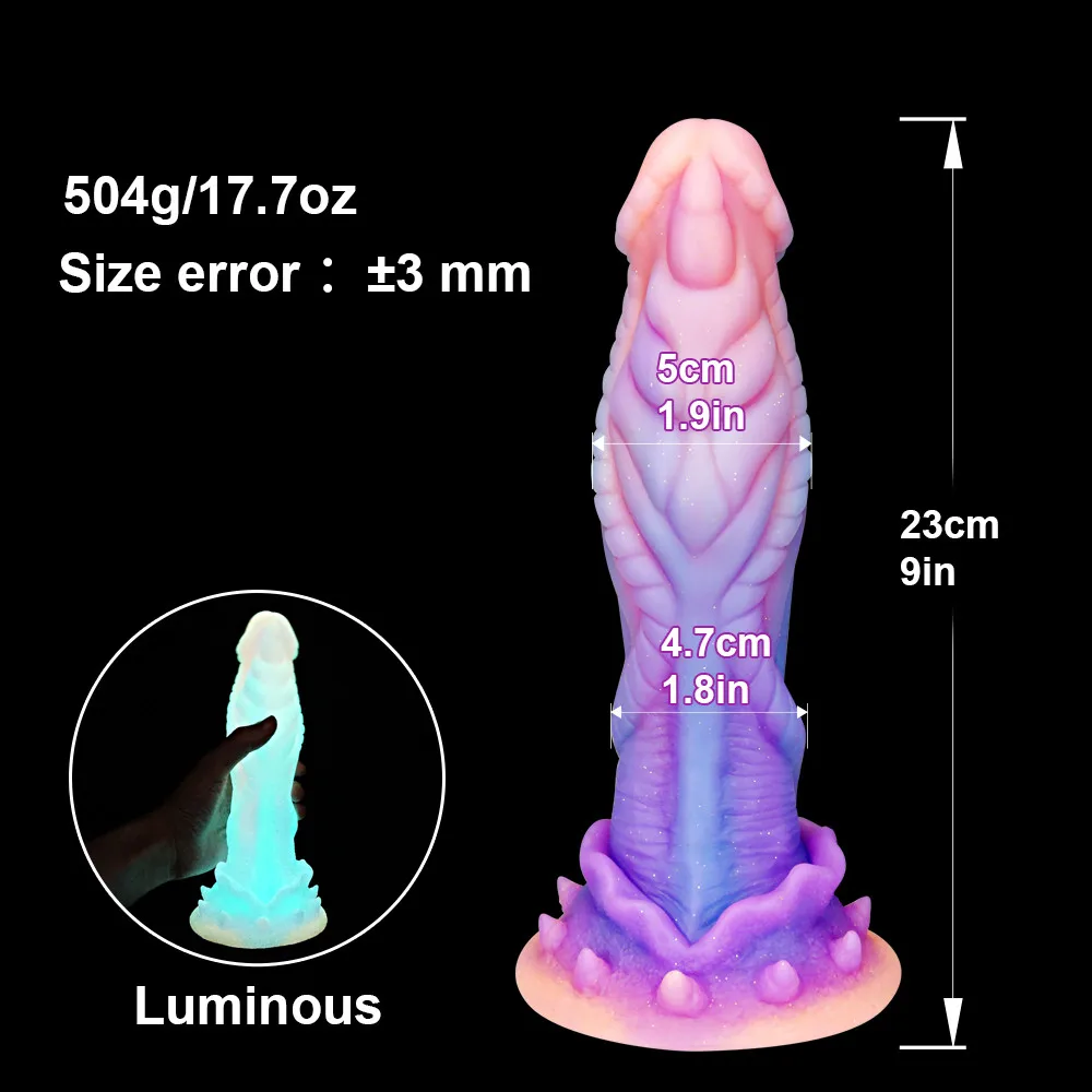 Plug Anal Luminosa Animal Vibrador para as Mulheres Anal Pênis Brilham no Escuro Brinquedo Adulto Estimulador Ponto G Dragão Dildos Erótica Produtos do Sexo Imagem 1