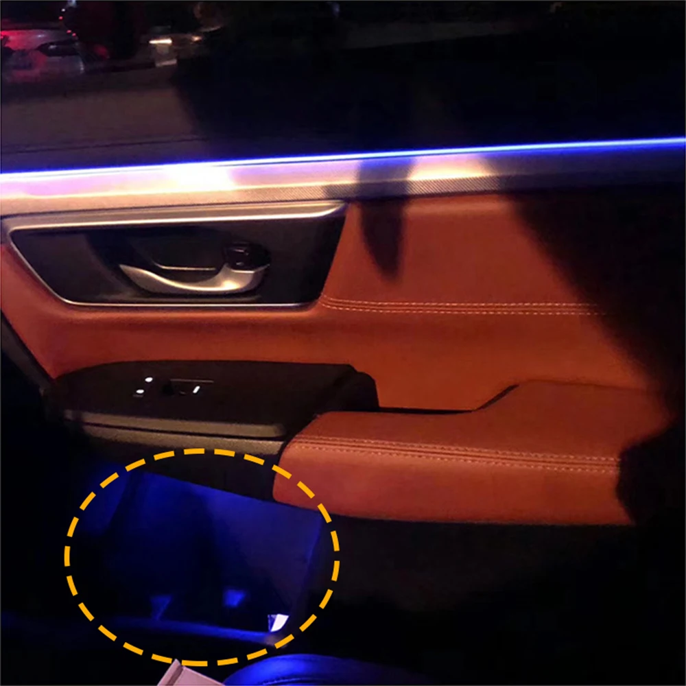 PMFC LED Atmosfera de Luz Interior 4Door de armazenamento de caixa de Luz Ambiente Ice Blue LED Fotocondutivo estilo Para Toyota 2018 2019 2020 Imagem 5